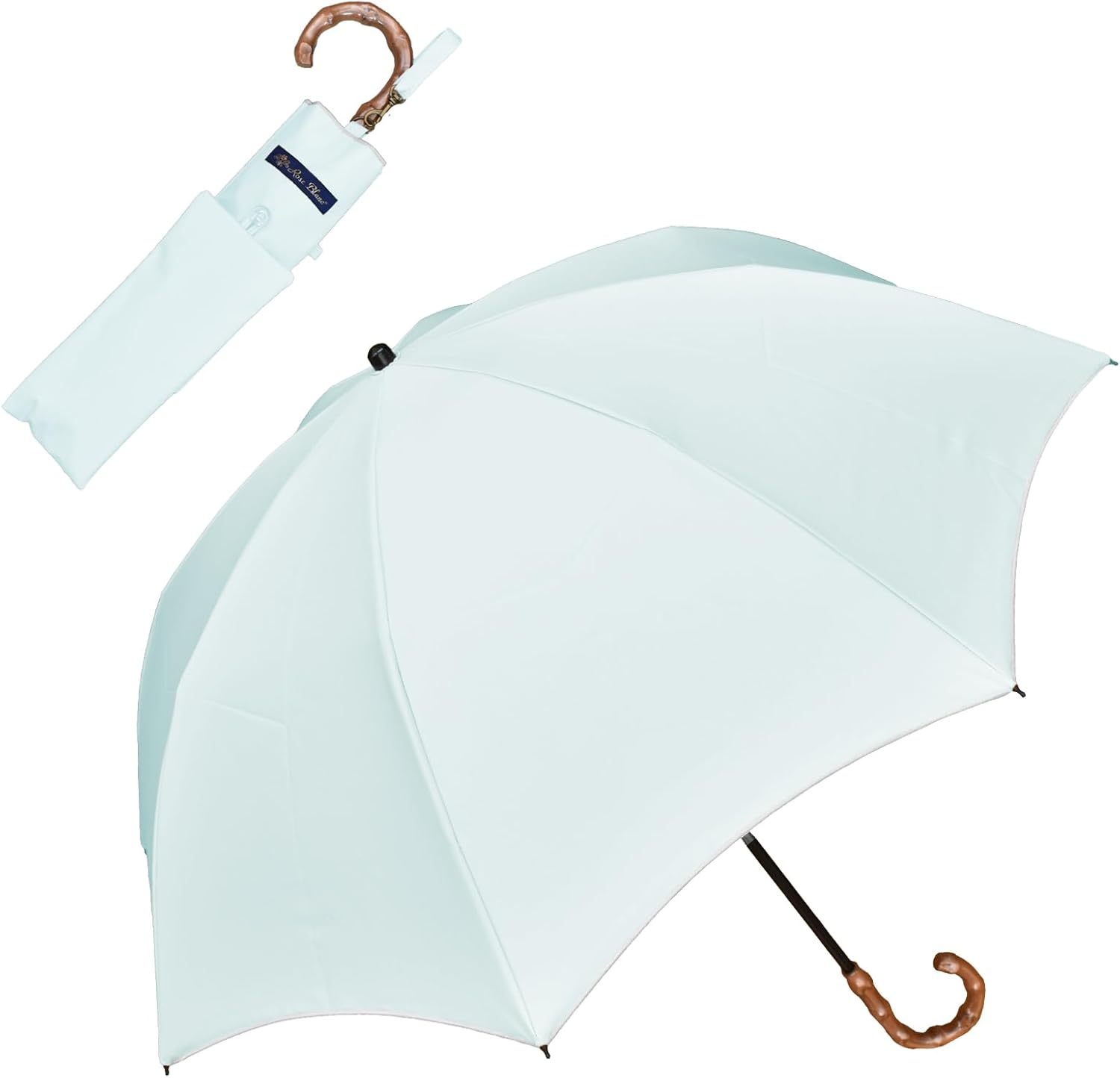 値下げしましたRose Blanc 晴雨兼用長傘 ホワイト/ネイビー Amazon | 100%遮光 日傘 折りたたみ傘【Rose Blanc】 日傘 晴雨